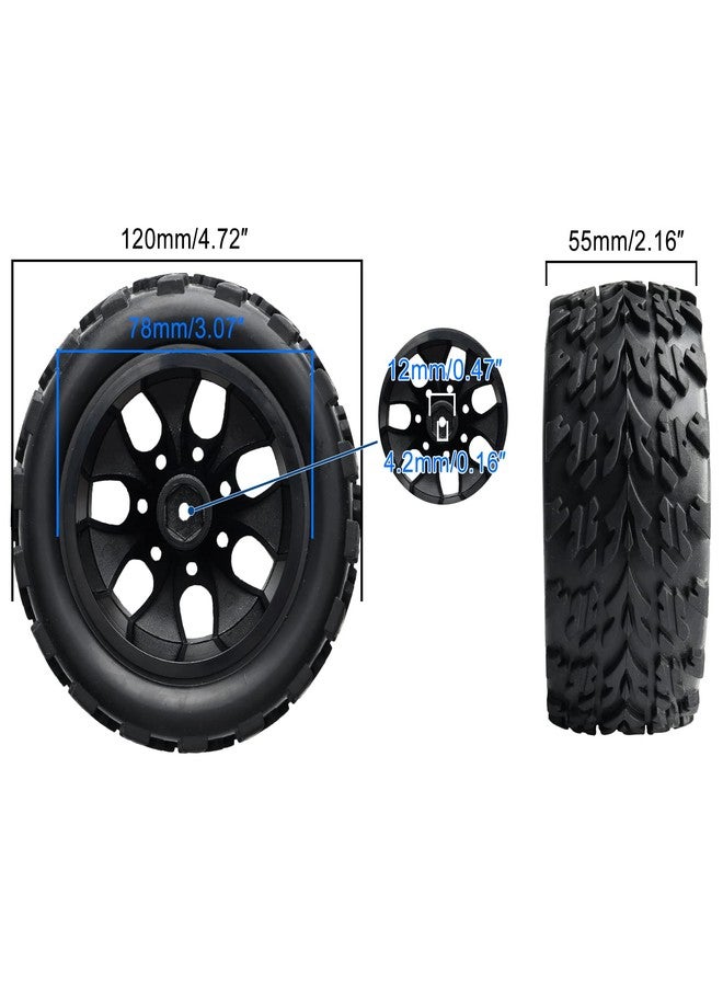 Rowiz 4 Pack 12mm Hex RC Wheels and Tires for 1/10 Monster Truck Tyre (with Nuts and Washers), RC Car Parts - Image 2